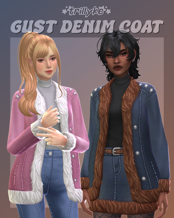 Maxis Match Gust Denim Coat by simsfinds - The Sims 4 Custom Content