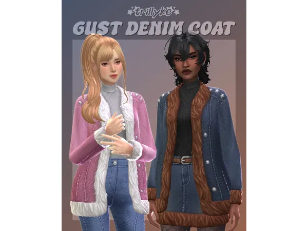 Maxis Match Gust Denim Coat by trillyke - The Sims 4 Custom Content