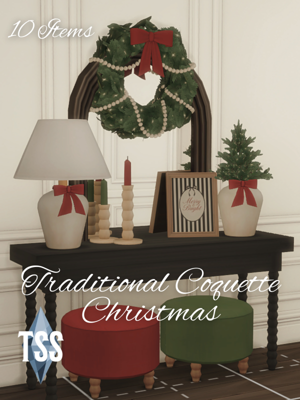 Maxis Match Traditional Coquette Christmas Set by simsfinds - The Sims 4 Custom Content