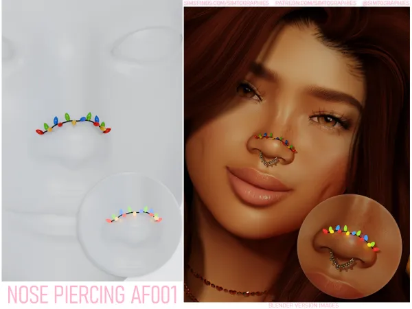 Alpha Nose Piercing AF001 by simtographies - The Sims 4 Custom Content