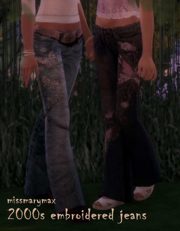 Mix 2000s embroidered jeans by simsfinds - The Sims 4 Custom Content