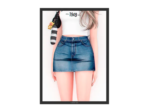 Alpha Debut Denim Skirt by Plbsims - The Sims 4 Custom Content