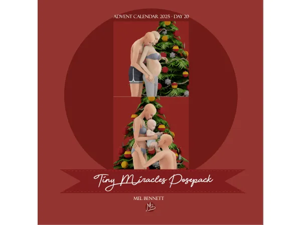 Mix Advent Calendar 2025 Day 20 Tiny Miracles Posepack - The Sims 4 Custom Content