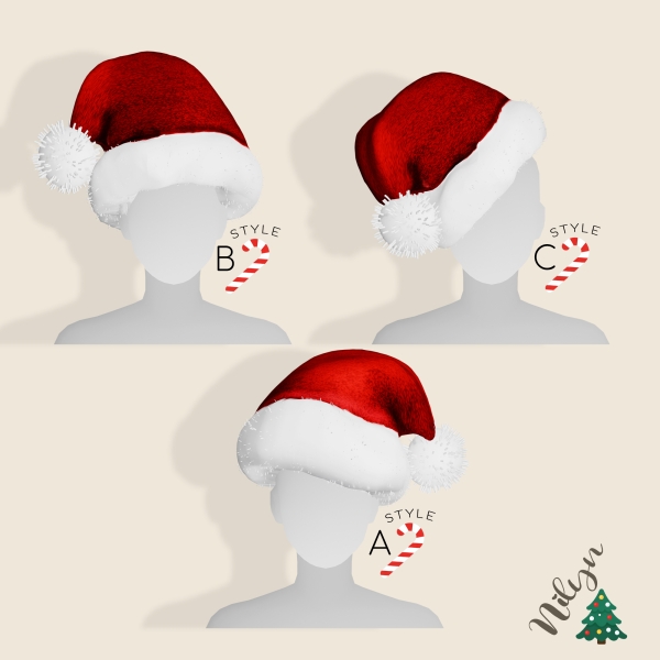 Mix NILYN SANTA HOHO HAT Style A B C by nilynsims - The Sims 4 Custom Content