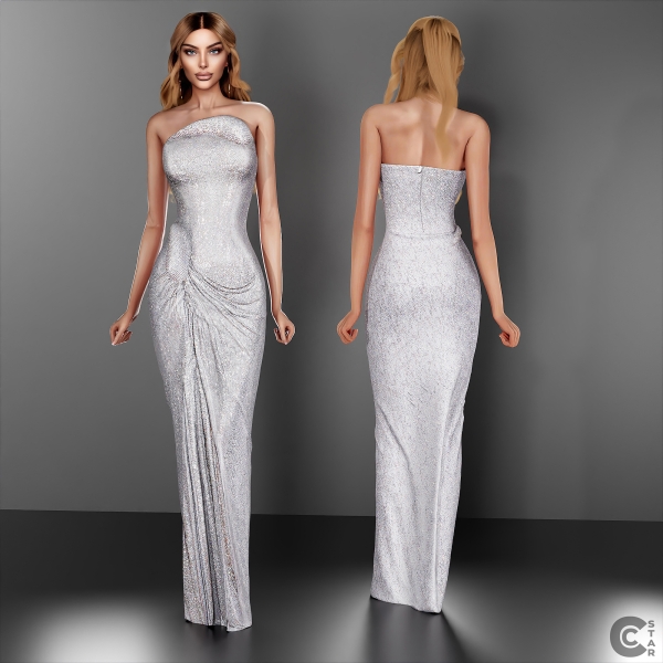 Alpha Embellished Sculpted Drape Gown cool_content_star by cool_content_star - The Sims 4 Custom Content