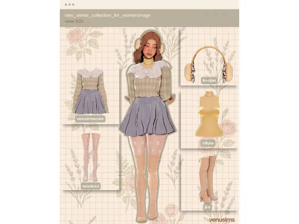 Mix winter lookbook 4 by venvsims - The Sims 4 Custom Content