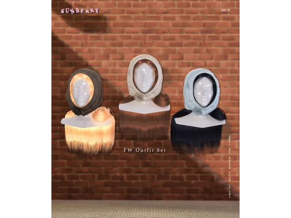 Alpha [SUNBERRY]2576_FW Outfit set Hair and Hat - The Sims 4 Custom Content