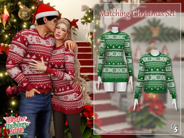 Alpha Matching Christmas Couple Set - The Sims 4 Custom Content