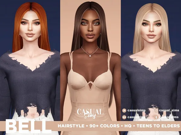 Alpha Bell Hairstyle (No Bangs) by casualsims - The Sims 4 Custom Content