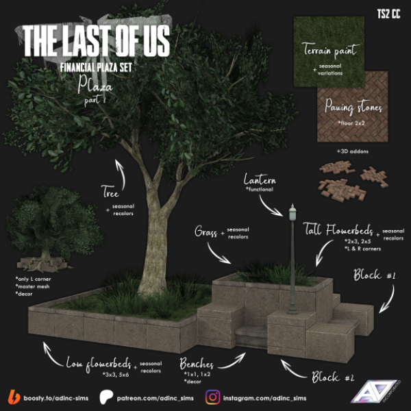 [SET] The Last Of Us Financial Plaza Set Plaza part 1 Sims by simsfinds - The Sims 2 Custom Content