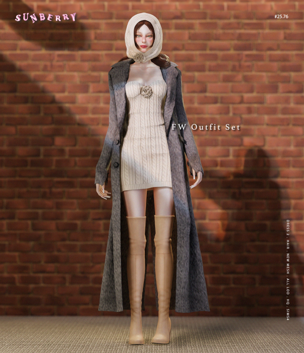 Alpha [SUNBERRY]2576_FW Outfit set by simsfinds - The Sims 4 Custom Content