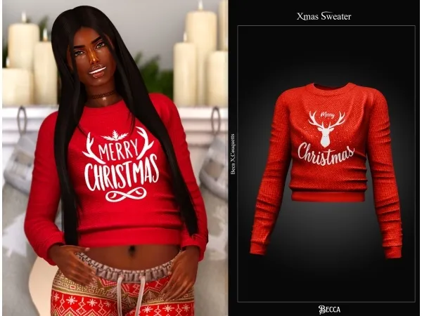 Alpha BeccaxCouquetts Xmas Sweater - The Sims 4 Custom Content