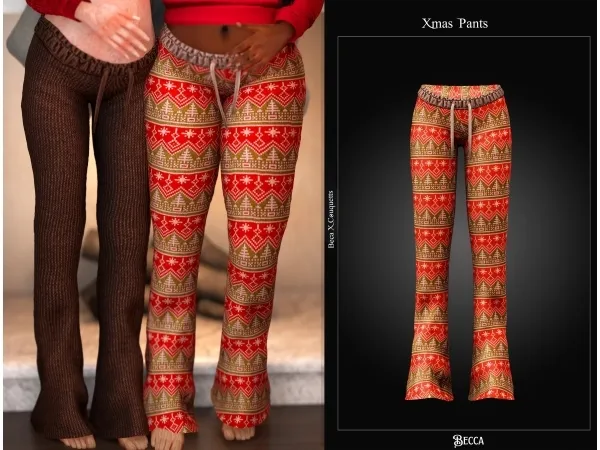 Alpha Becca Xmas Pajamas Pants set 00 - The Sims 4 Custom Content