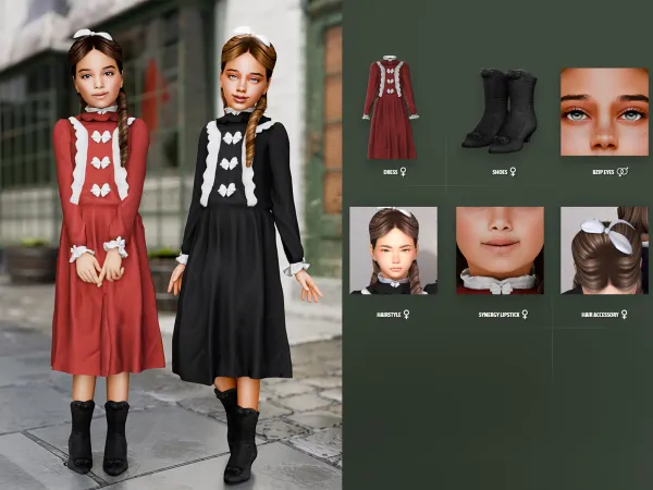 Alpha Christmas Past Victorian Girl Set (Kids) - The Sims 4 Custom Content