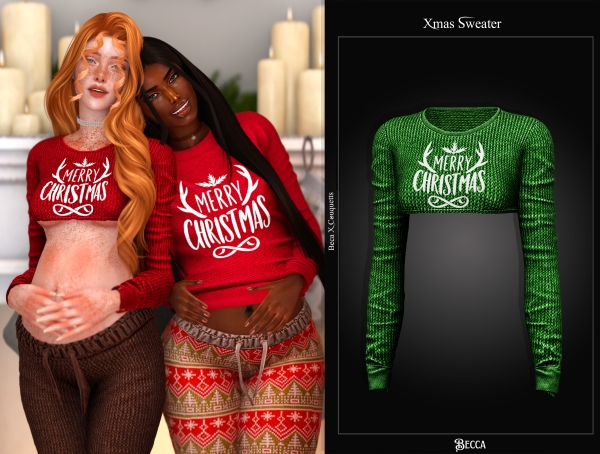 Alpha BeccaxCouquetts Xmas Pajamas Top set 00 by beccaxcouquetts - The Sims 4 Custom Content