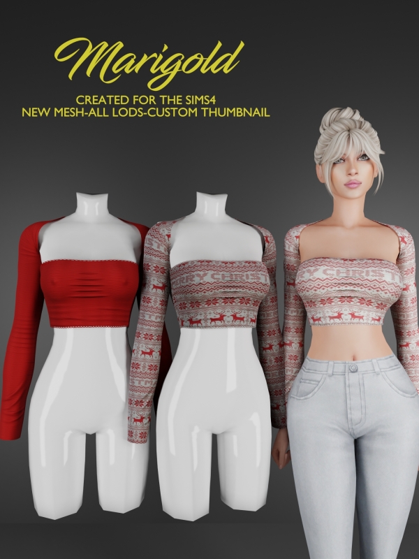 Alpha MARIGOLD TS4_ALANA TOP by marigoldsims - The Sims 4 Custom Content