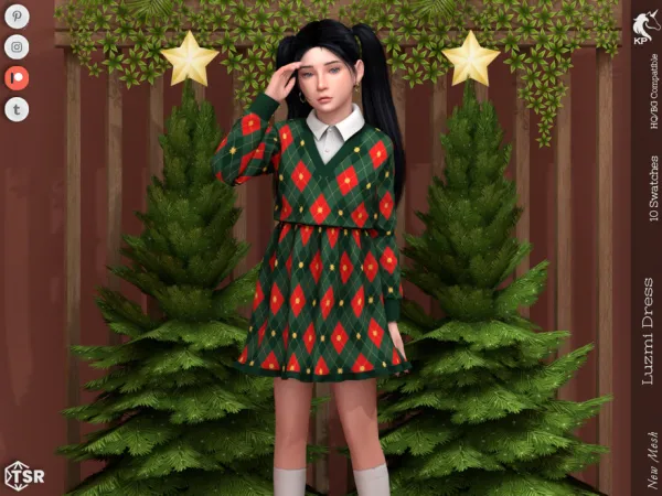 Alpha Luzmi Dress Child by thesimsresource - The Sims 4 Custom Content