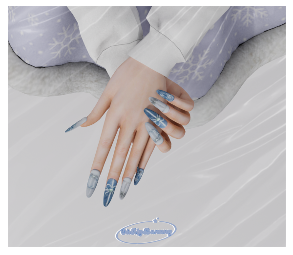 Alpha Blue World Nails by ohmybunnny2 - The Sims 4 Custom Content