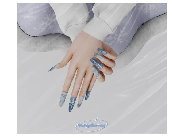 Alpha Blue World Nails - The Sims 4 Custom Content