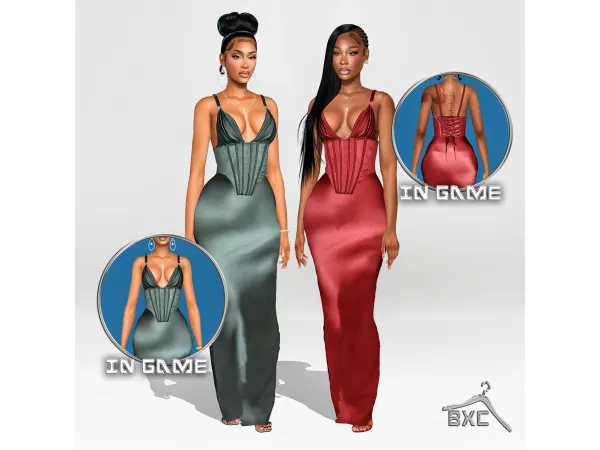 Alpha SHEA MAXI DRESS by Baddiexsimmer - The Sims 4 Custom Content