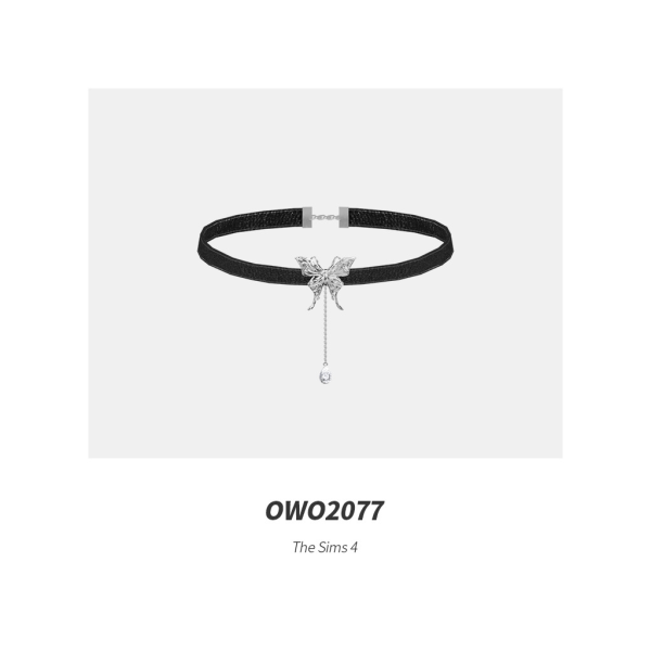 Mix OWO2077 Chic Metal Butterfly Choker by simsfinds - The Sims 4 Custom Content