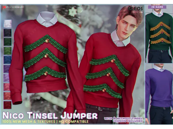 Alpha PEACH Nico Tinsel Jumper by simsfinds - The Sims 4 Custom Content