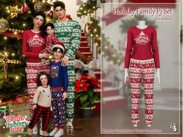 Alpha Holiday Family Pj Set for woman - The Sims 4 Custom Content