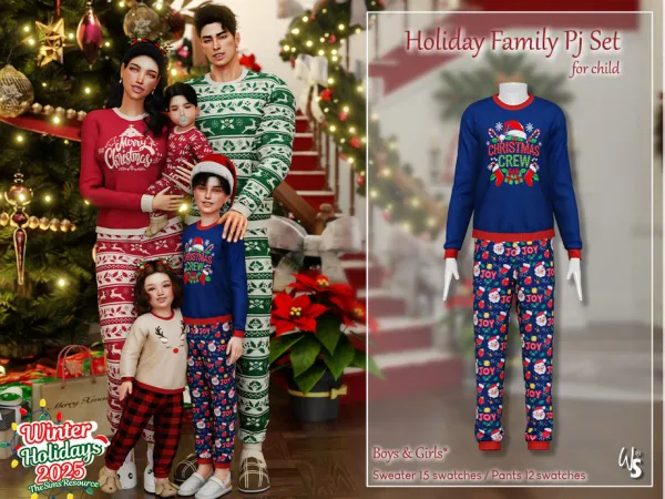 Mix Holiday Family Pj Set for child by thesimsresource - The Sims 4 Custom Content