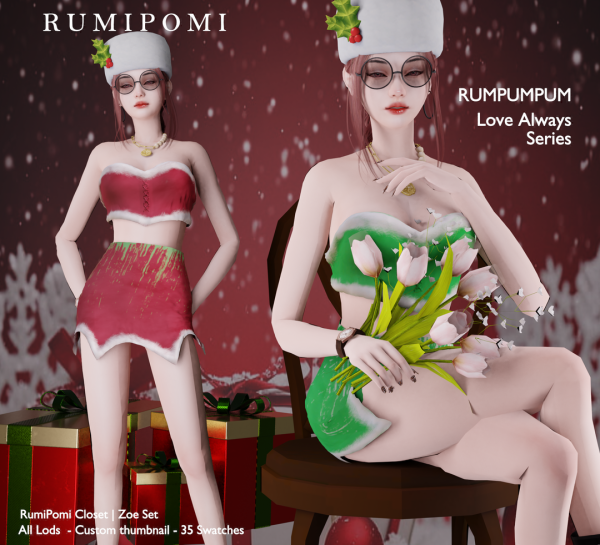 Alpha Rumpumpum_Zoe Christmas Set by rumi_pomi - The Sims 4 Custom Content