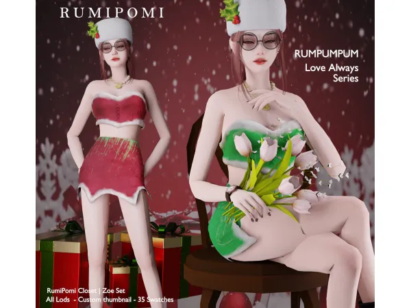 Alpha Rumpumpum_Zoe Christmas Set - The Sims 4 Custom Content