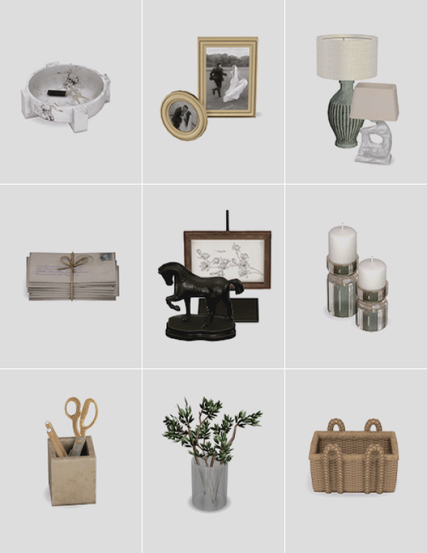 Alpha RECS entryway table clutter by simsfinds - The Sims 4 Custom Content