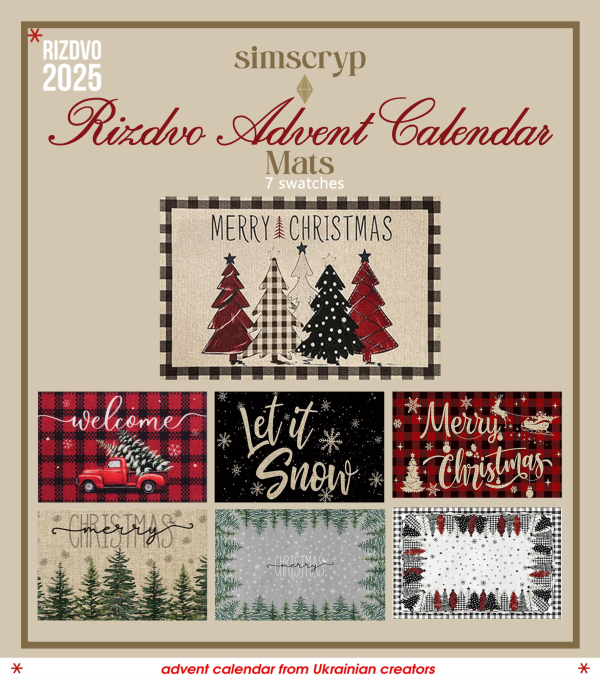 Mix Day 18 𝓐𝓭𝓿𝓮𝓷𝓽 𝓒𝓪𝓵𝓮𝓷𝓭𝓪𝓻 𝟐𝟎𝟐𝟓 Christmas Door Mats by simsfinds - The Sims 4 Custom Content