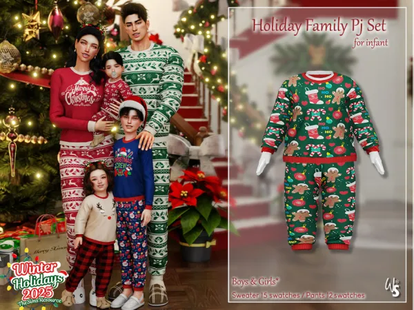 Alpha Holiday Family Pj Set for infant - The Sims 4 Custom Content
