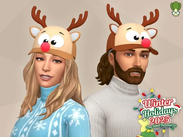 Maxis Match [TSR Advent Calendar 2025] Glowing Nose Reindeer Cap Winter Holidays 2025 by kapakijo - The Sims 4 Custom Content