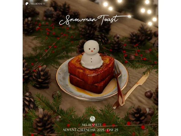 Mix Advent Calendar 2025 Day 25 Snowman Toast - The Sims 4 Custom Content