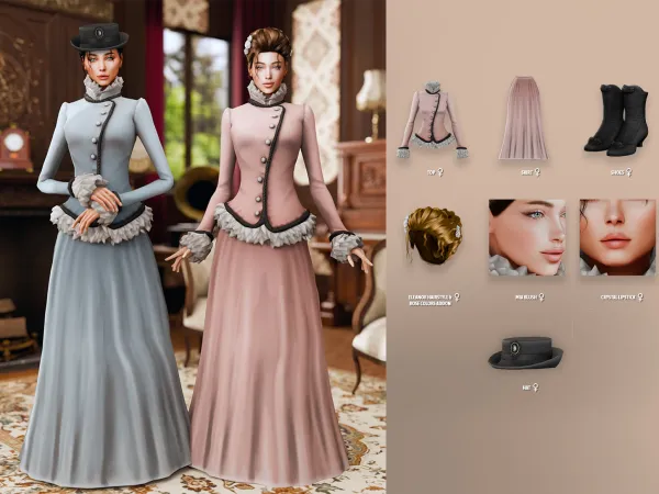 Mix Christmas Past Victorian Female Set by modcollective - The Sims 4 Custom Content