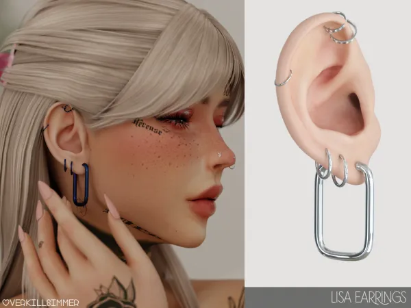 Mix Lisa earrings by overkillsimmer - The Sims 4 Custom Content