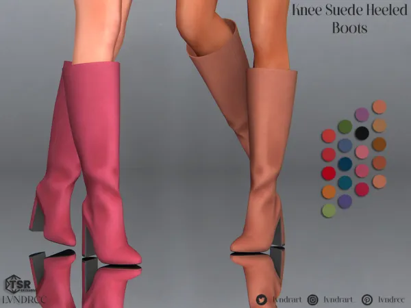 Mix Knee Suede Heeled Boots by LVNDRCC - The Sims 4 Custom Content