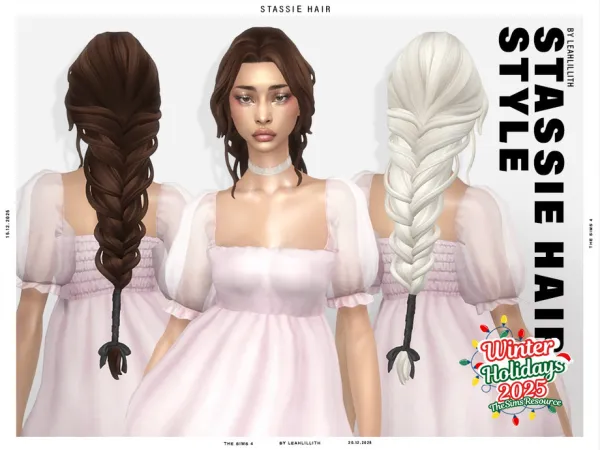 Maxis Match Winter Holidays Stassie Puffy Braid Hairstyle by Leah_Lillith - The Sims 4 Custom Content