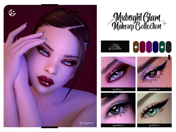 Maxis Match Midnight Glam Makeup Collection by luxysims - The Sims 4 custom content