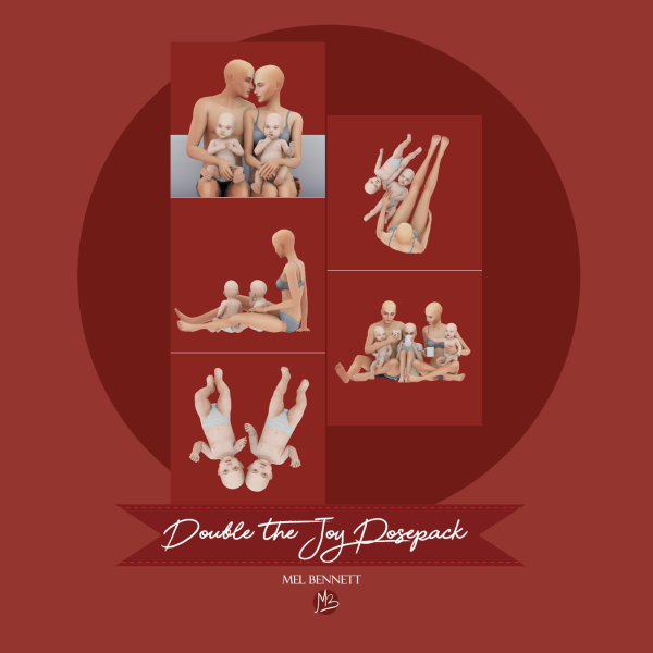 Mix Double The Joy Posepack by melbennett - The Sims 4 Custom Content