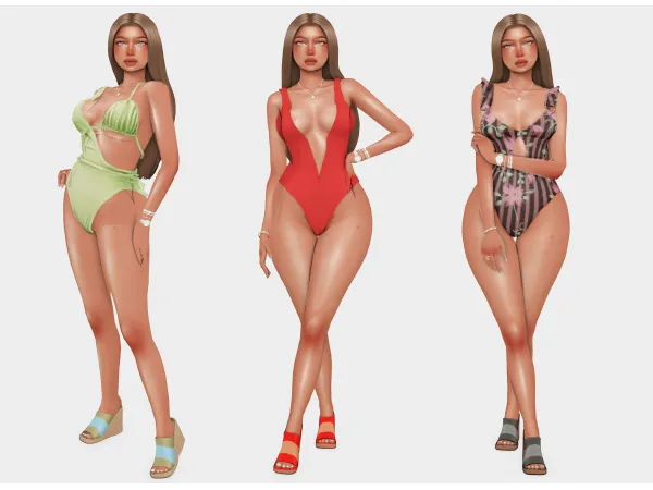 one piece bathing suits | sims 4 lookbook by boujeesimss