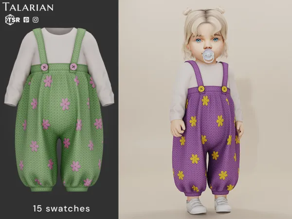 Alpha Penelope Floral Dungarees Outfit by talarian - The Sims 4 Custom Content