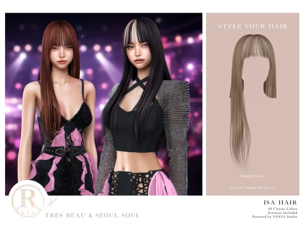 Alpha RAMA Isa Hair (Sample) by bergdorfsims - The Sims 4 Custom Content