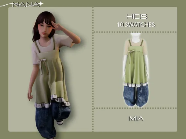 Maxis Match 7NANA (Mia) Jeans w Dress by 7nana - The Sims 4 Custom Content