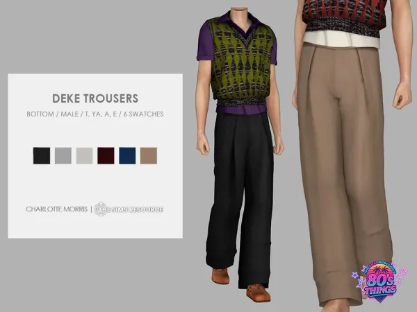 Maxis Match Deke Trousers by Charlotte_Morris - The Sims 4 Custom Content