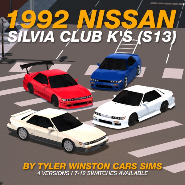 Alpha Tyler Winston Cars 1992 Nissan Silvia CLUB K's (S13) by tylerwcars - The Sims 4 Custom Content