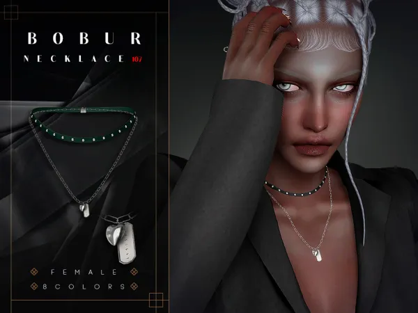 Alpha Choker Chain Necklace by bobur - The Sims 4 Custom Content