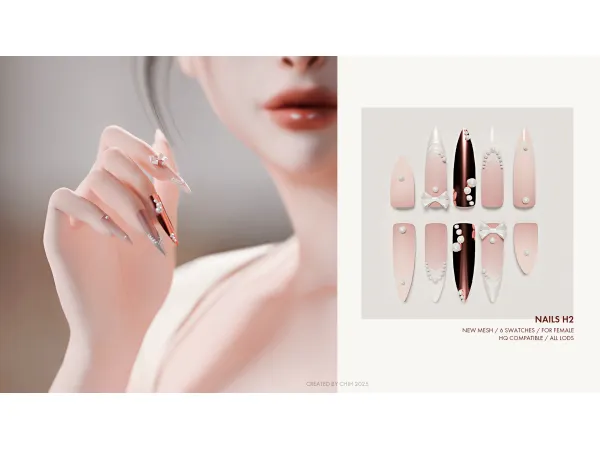 Alpha Nails H2 by Chih - The Sims 4 custom content