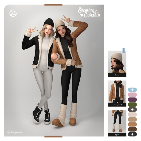 Maxis Match Beanie Medium Jacket Leggins Shearling Collection II by luxysims - The Sims 4 Custom Content